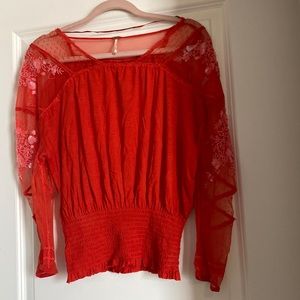 Orange beaded sleeve top Free People - Size S